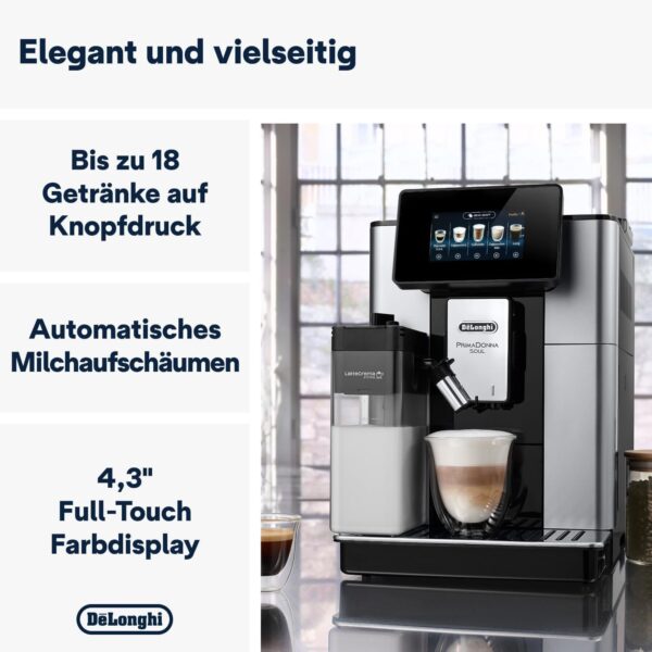 De'Longhi PrimaDonna Soul Perfetto mit Touchscreen-Display - bereitet automatisch 18 verschiedene Heißgetränke zu – Bild 2