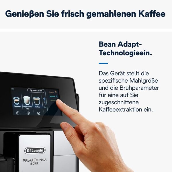 De'Longhi PrimaDonna Soul Perfetto mit Touchscreen-Display - bereitet automatisch 18 verschiedene Heißgetränke zu – Bild 3