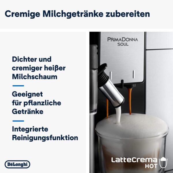 De'Longhi PrimaDonna Soul Perfetto mit Touchscreen-Display - bereitet automatisch 18 verschiedene Heißgetränke zu – Bild 4