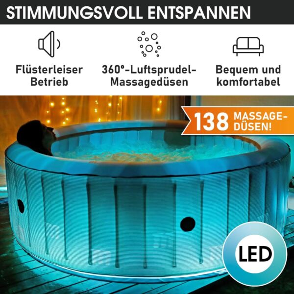 MSpa INTEX: Whirlpool aufblasbar mit LED-Beleuchtung für 6 Personen Ø204x70cm – Bild 8